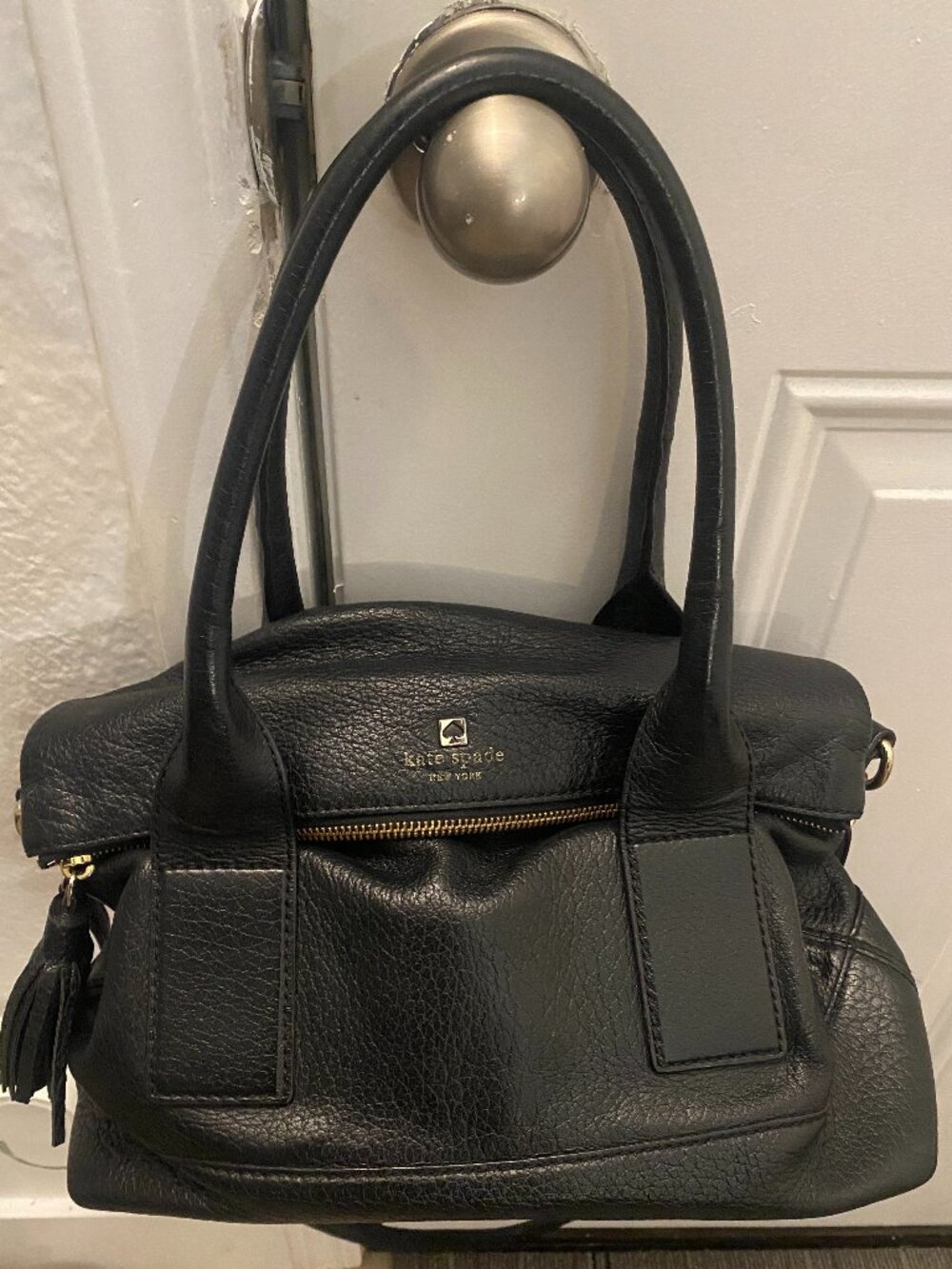 Kate Spade Black Pebbled Leather New York Shoulder Bag